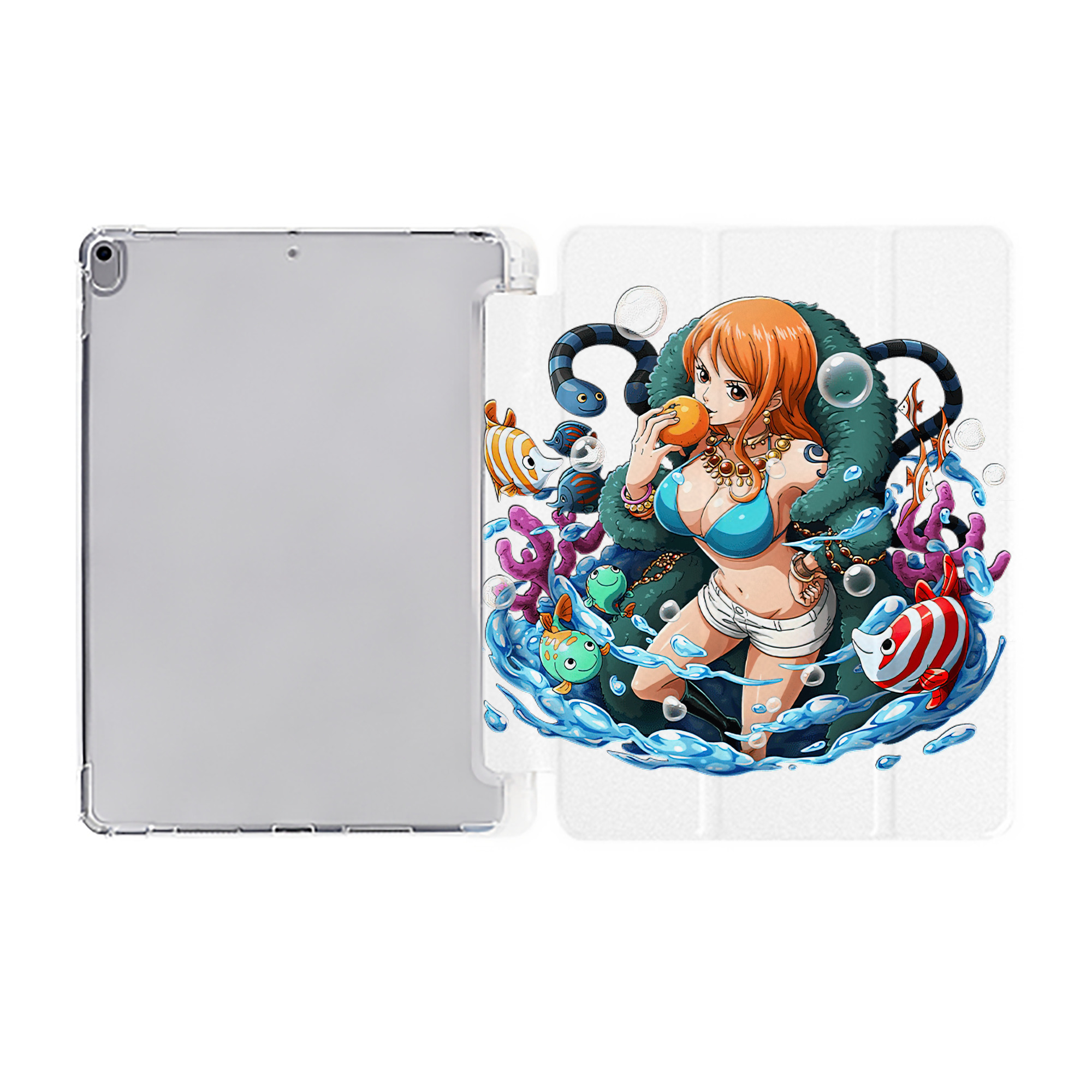 （画像用） ワンピース ナミ ONE PIECE Nami IPad ケース ペン収納付き 三つ折りスタンド PUレザー×シリコン 対応機種9.5/10.5/10.9インチ